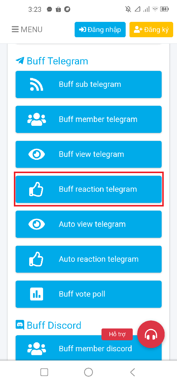 Dịch vụ buff reaction telegram